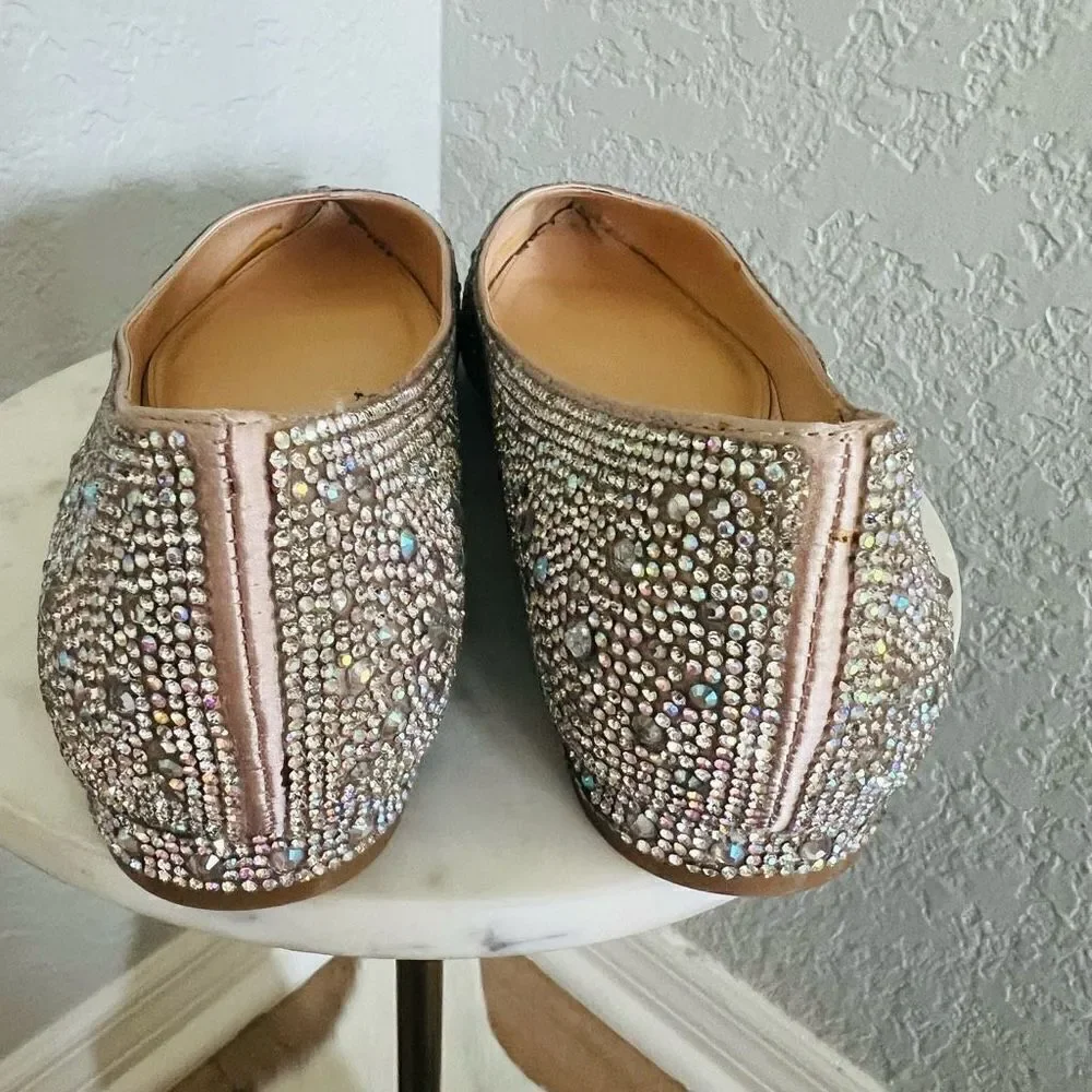 BETSEY JOHNSON Rhinestone Crystal Pavé Pointed Toe Flat, SPARKLE, Size 8.5, NWOT